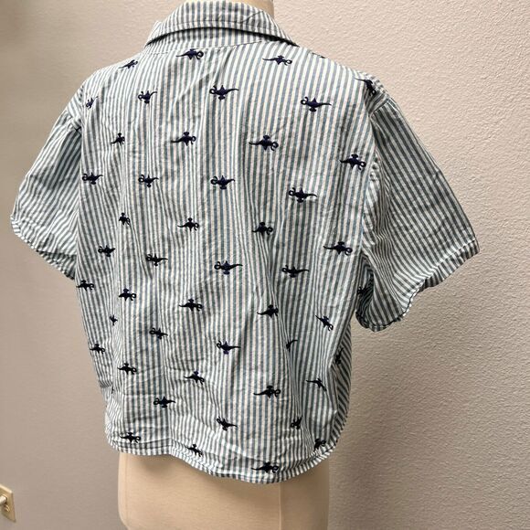 Disney Her Universe Aladdin Lamp Embroidered Tie Hem Blouse Misses size XL - Picture 7 of 8